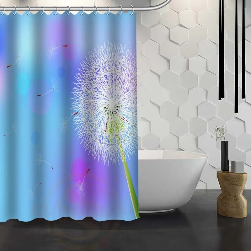 

Custom Dandelion Shower Curtain With Hooks Polyester Fabric Printing Shower Curtain for Bathroom