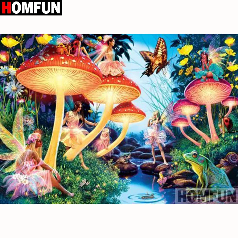 

HOMFUN Full Square/Round Drill 5D DIY Diamond Painting "Butterfly fairy" Embroidery Cross Stitch 5D Home Decor Gift A18131