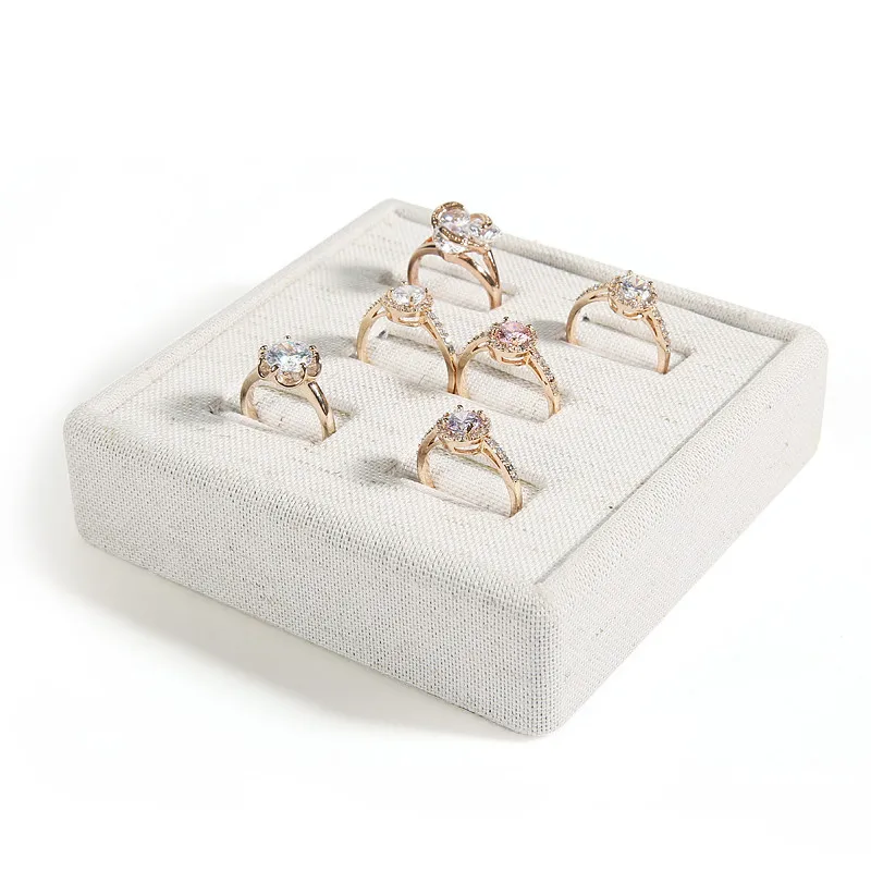 Новое модное белое льняное кольцо лоток для демонстрации ювелирных изделий