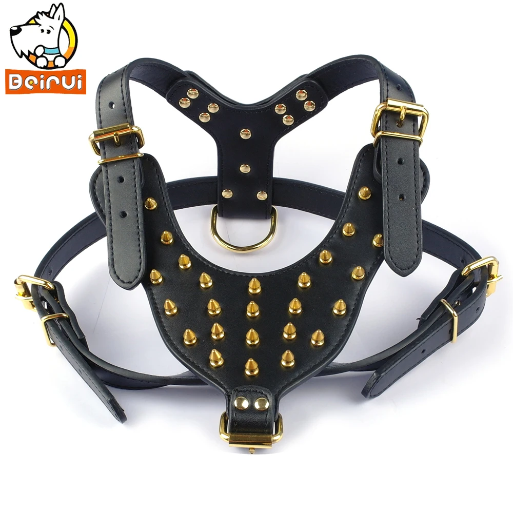 Pitbull Boxer золотые шипы кожа искусственная для крупных собак|harness wire|harness leashpet seat belt