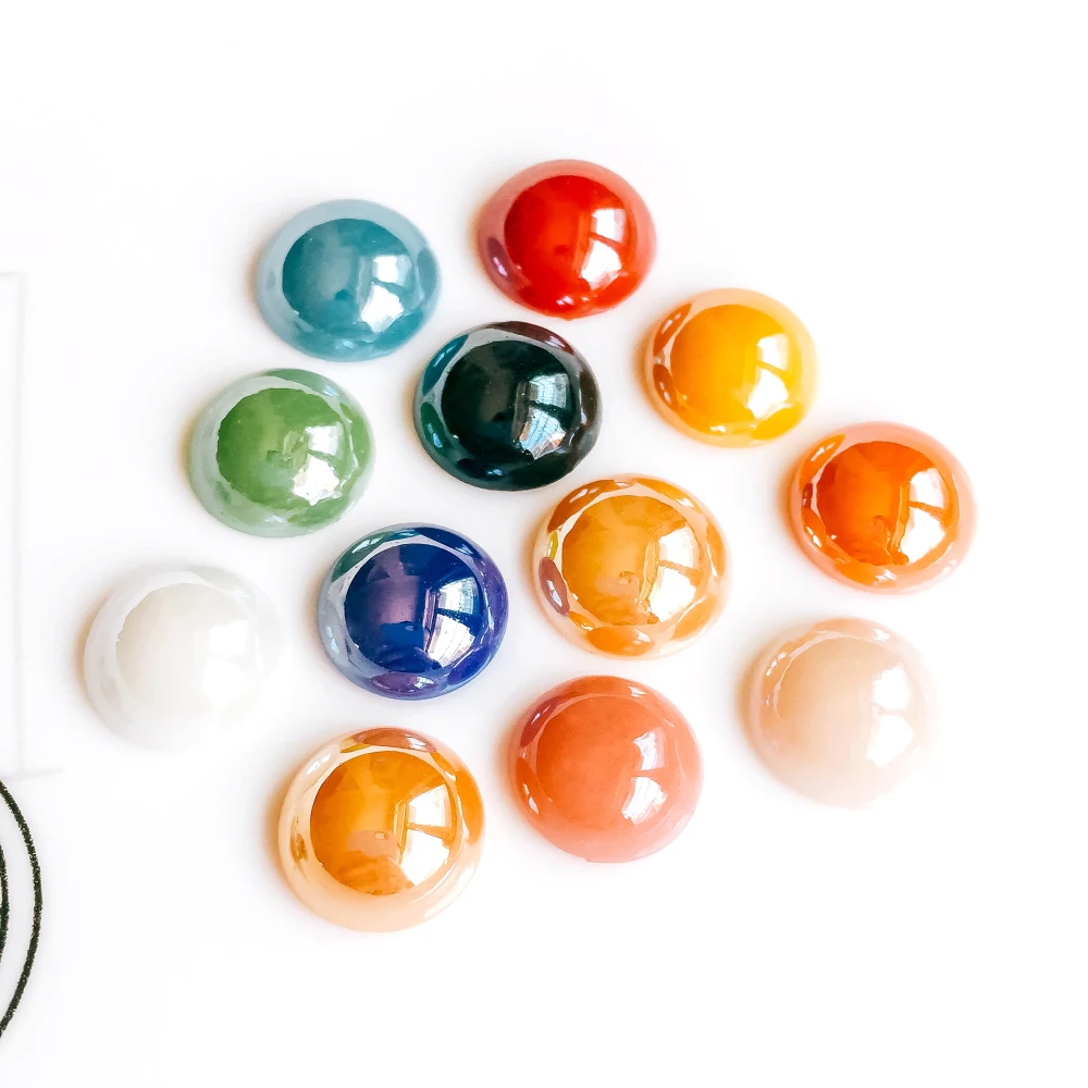 Разноцветные керамические фарфоровые стеклянные кабошоны 12 мм купол камеи
