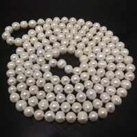 64 inches 10 11mm natural white potato pearl long chain necklace