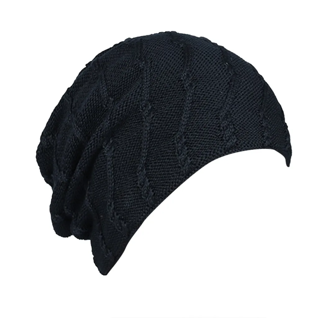 Новые модные зимние шляпы для мужчин твердые Skullies Индия Эластичный Тюрбан шляпа шерсть вязание выпадения волос головной платок обертывание Czapka Zimowa