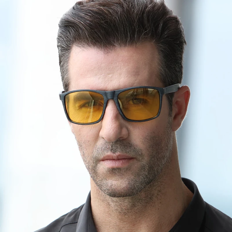 

Imitate Bamboo Polarized Sunglasses Men Driving Night Vision Sunglasses Yellow Lens Driver Night Vision Googles Glasses