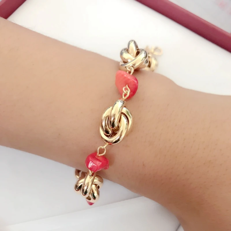 

New Fashion Knot Red Natural Stone Necklace Collar Sweet
