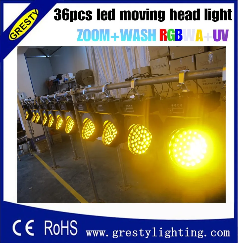36 шт. 18 Вт rgbwa + uv led движущийся головной свет увеличение луча|moving head light|led moving lightwash