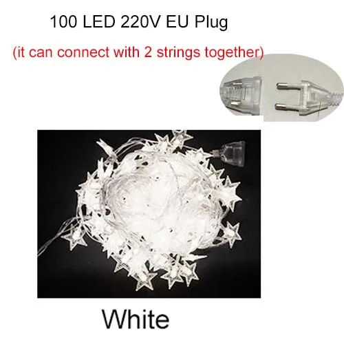White 100 LED 220V Szvfun звезда гирлянды светодиодные огни 6 м/10 м светодиодный сказочные гирлянды огни Батарея батарейках светодиодный гирлянды, свадьбы, рождества, украшение - Испускаемый цвет: White 100 LED 220V