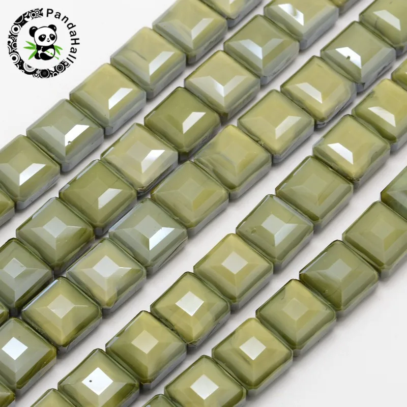 Pandahall 13x13x7 мм квадратная ограненная стеклянная бусина для браслета браслет