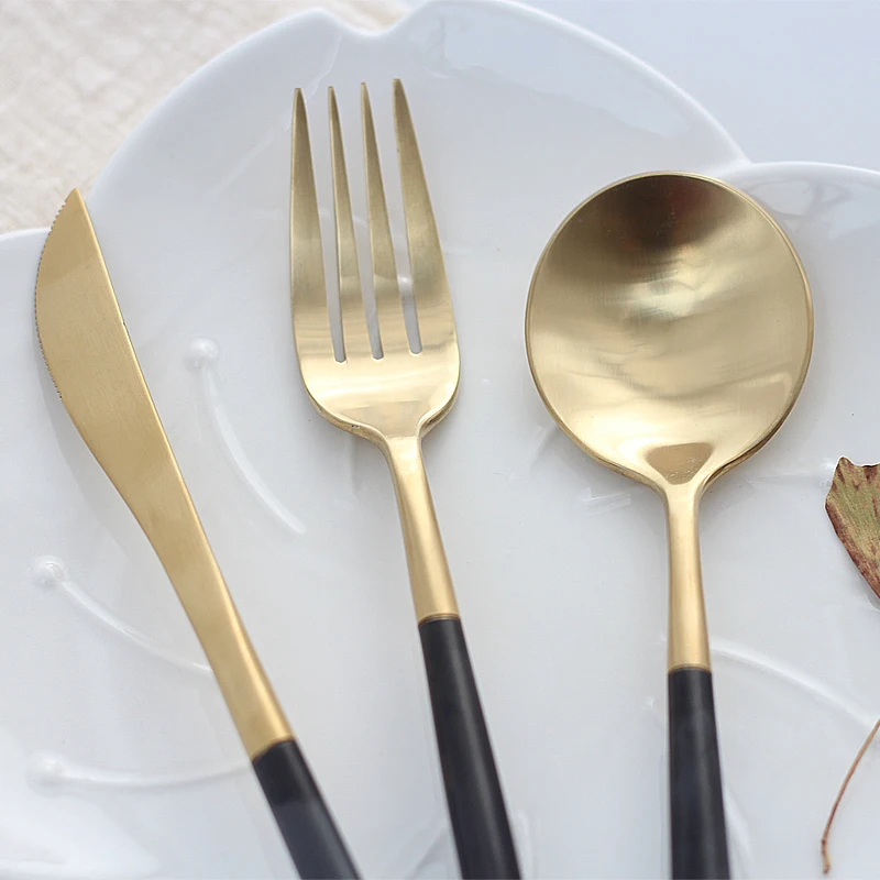 24 шт Черный набор столовых приборов высшего качества безопасный для еды 18/10