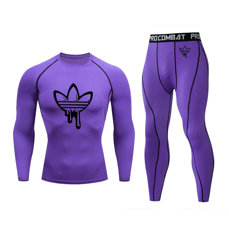 2019 Новый Фитнес Мужская компрессионная футболка спортивный костюм