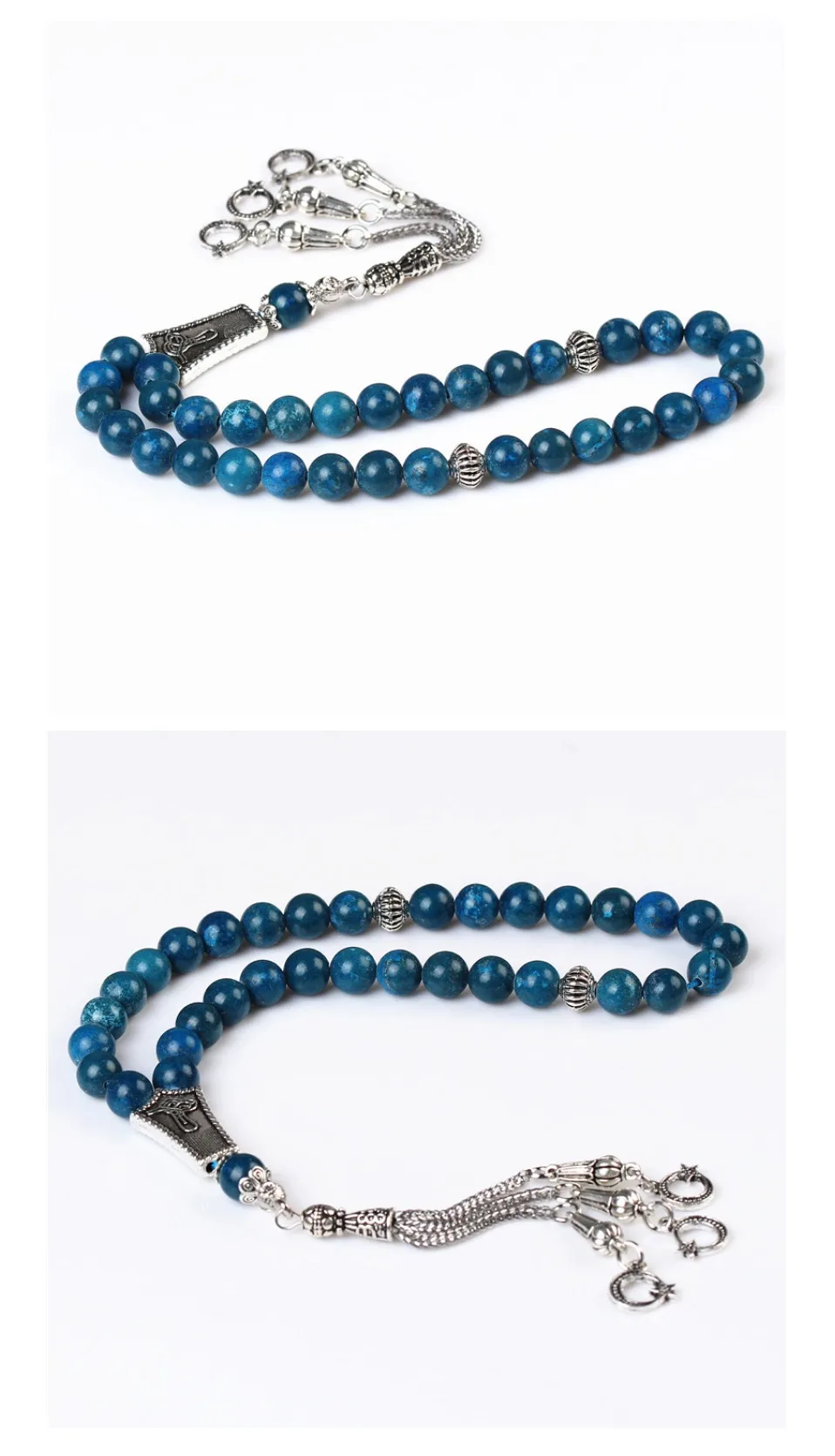 LOSHEREN синий камни Tasbih 33 бусины роскошный Четки для мужчин мусульманских Misbaha Ислам Четки Браслеты камень Tespih