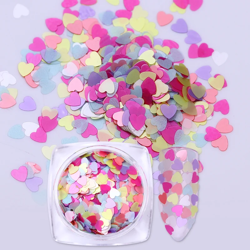 2 г матовый перламутровый форма сердца блеск для ногтей Блестки 3 мм смешанные