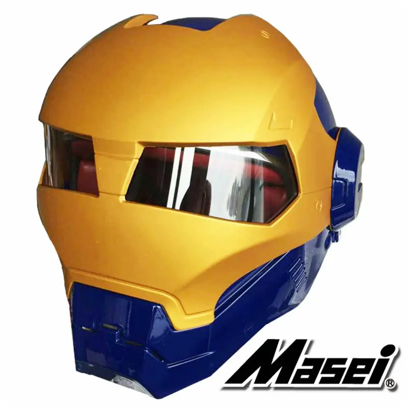 

2016 NEW Gold & Blue MASEI motorcycle helmet IRONMAN Iron Man helmet half helmet open face helmet casque motocross 610
