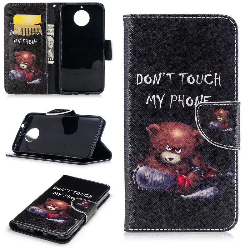 Забавный Симпатичный мультяшный кожаный чехол бумажник для Motorola Moto G4 G5 G5S G6 Plus