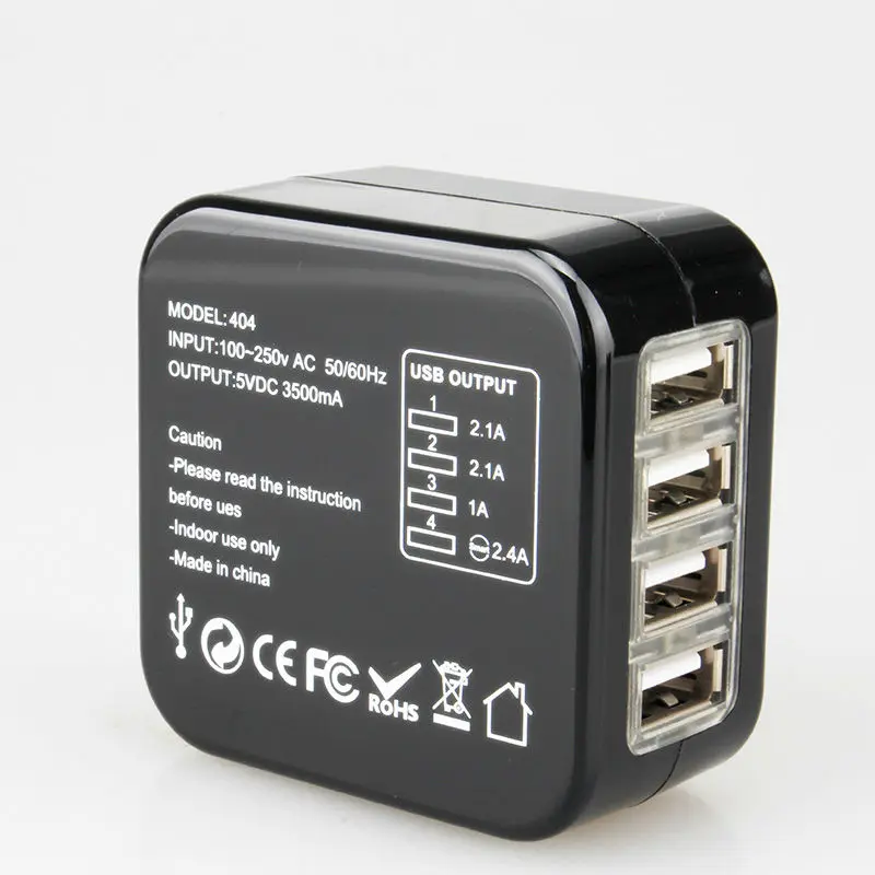 Универсальный дорожный адаптер для зарядного устройства с 4 usb разъемами
