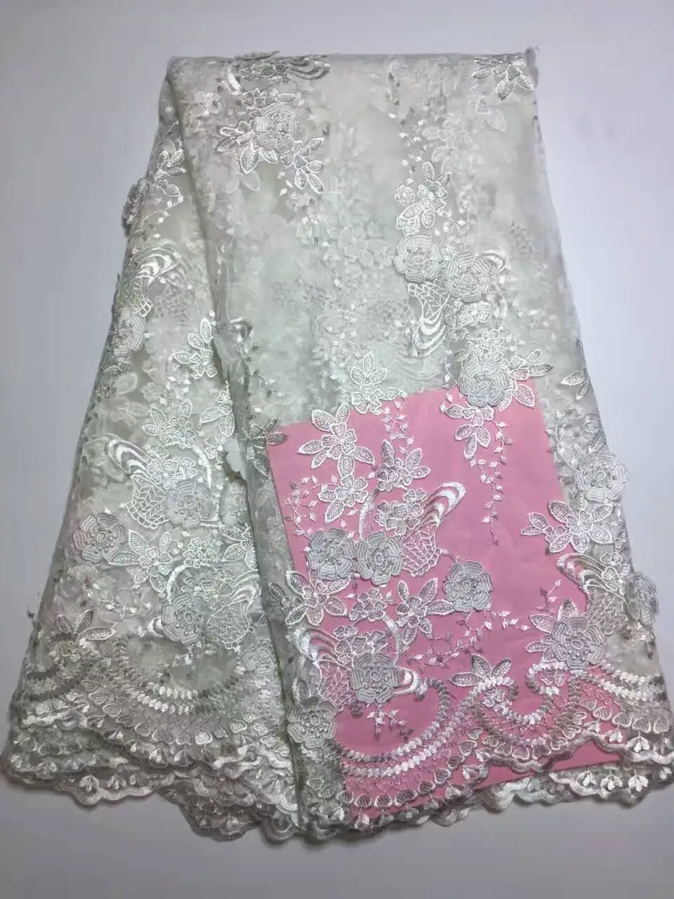 

Soft Nigerian Lace Fabrics For Wedding 2017 Unmatched 3D Lace Fabric High-End Embroidered Handmade French Lace Fabric ALC-D1072
