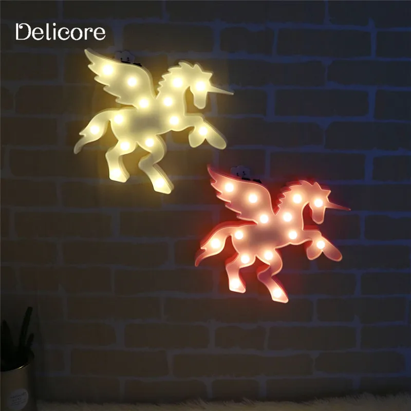 DELICORE 3D животного Led ночные огни Единорог формы шатер лампа с Usb на стене для