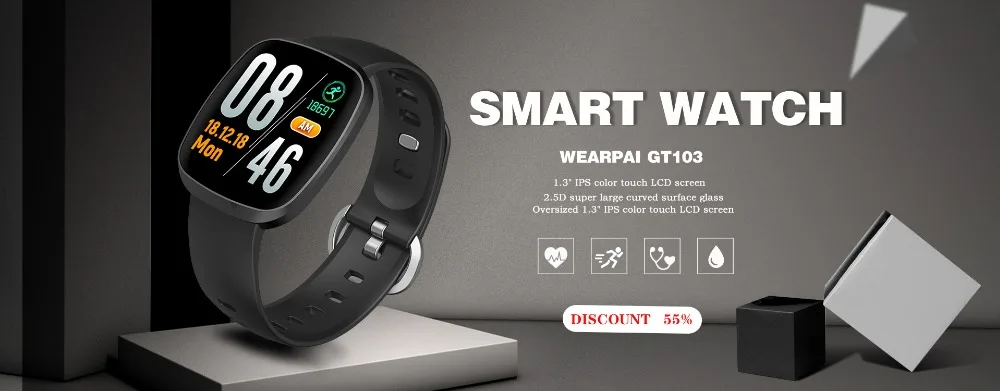 Wearpai C1Plus, модные наручные часы с цветным экраном, водостойкие, Autodate HeartRate, монитор, фитнес, Смарт, спортивные часы для женщин