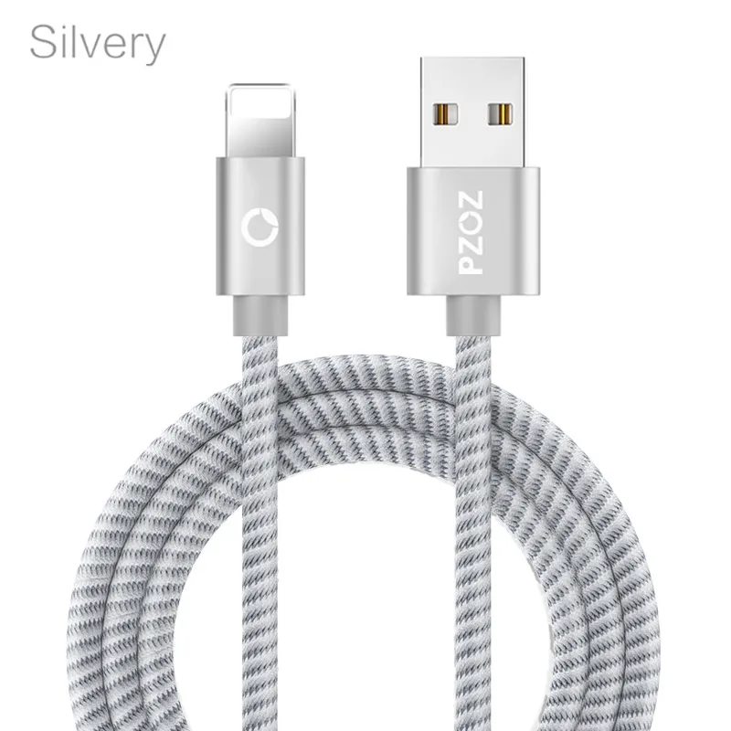 PZOZ usb кабель шнур для зарядки телефона для iphone кабель 11 pro max Xs Xr X 8 7 6 plus 6s 5 s plus ipad air mini 4 кабели быстрая зарядка кабель для iphone зарядное устройство провод для зарядки - Цвет: silver