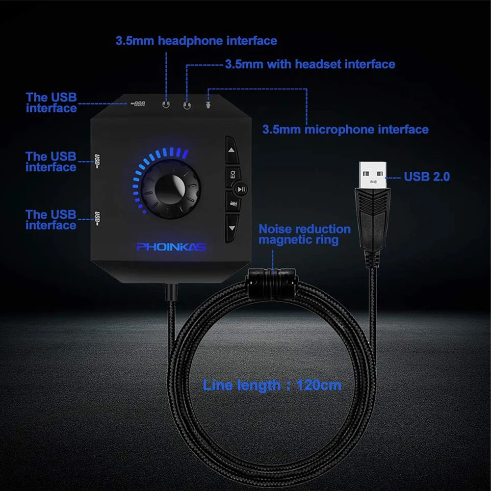 USB хабы аудио адаптер внешняя стерео звуковая карта 3,5 мм наушники микрофон ПК