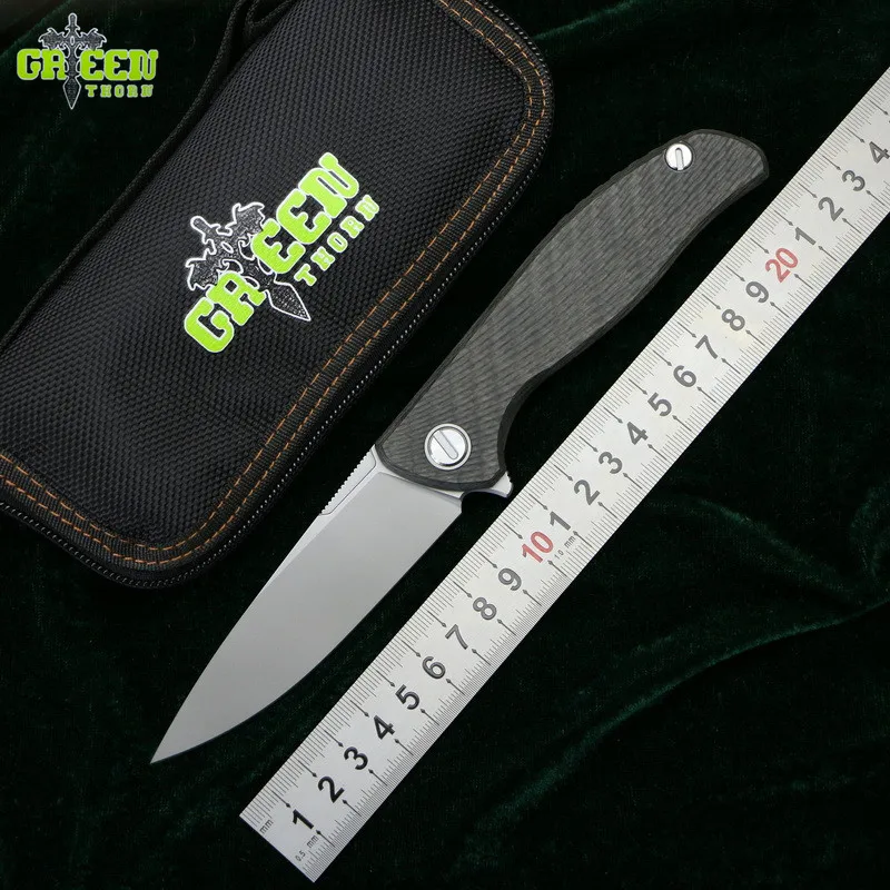Зеленый thorn hati 95 складной нож D2 лезвие титановый подшипник CF 3D Ручка походные