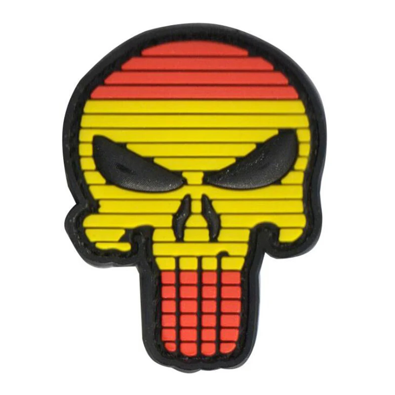 1pc Embroidered PVC Spanish Flag Skull Tactical Patch Cloth Puncher Armband Army Hook and Circle Fighting Military Badge | Дом и сад