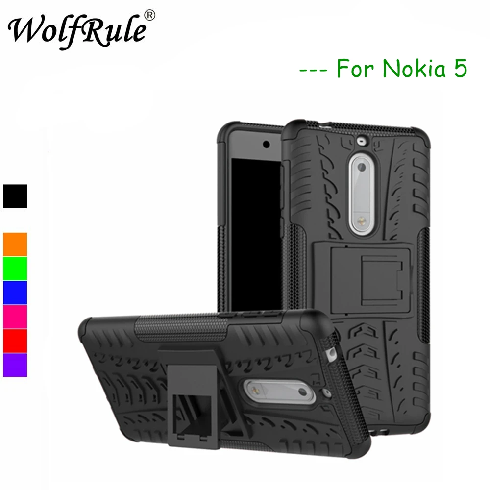 

WolfRule For Phone Case Nokia 5 cover Dual Layer Armor Case For Nokia 5 Case Silicone TPU Fundas For Nokia5 Kickstand Coque 5.2"