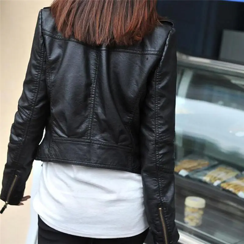 

Nice Chic Women Jacket Slim Biker Motorcycle PU Leather Jacket Coat Zipper Punk Casual Outwear