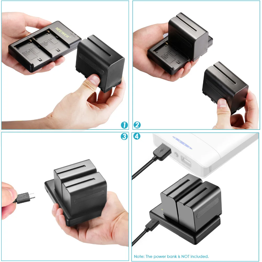Сменный литий ионный аккумулятор Neewer 2 упаковки 6600 мА/ч с USB зарядным устройством