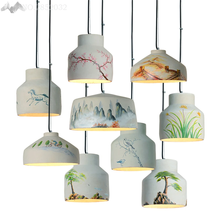 JW скандинавские подвесные светильники в ретро стиле Подвесная лампа из цемента