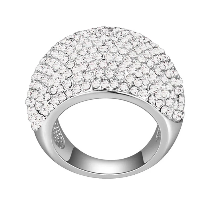 Malanda Новые круговой кристаллами от Swarovski великолепные Кольца для Для женщин Мода Серебро Золото Цвет Роскошные свадебные ювелирные изделия кольца подарок - Цвет основного камня: white