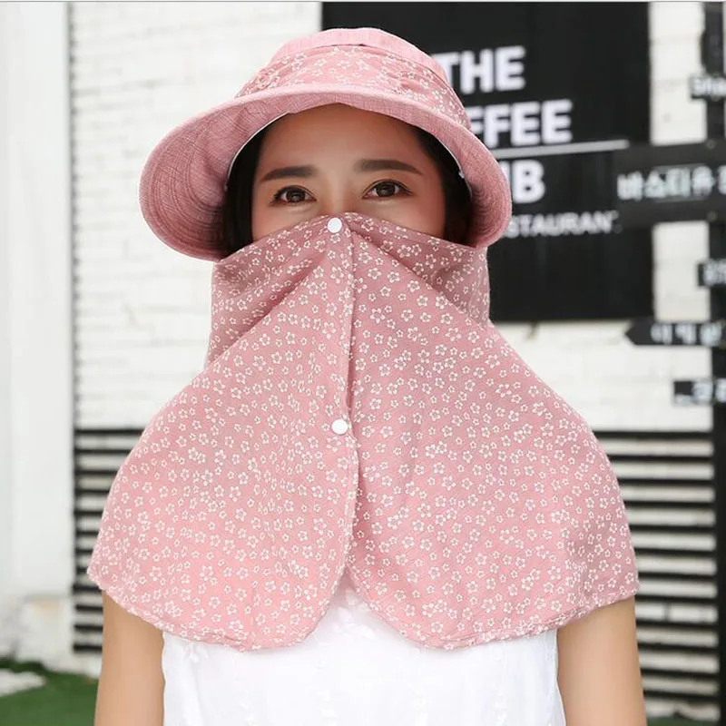 Солнцезащитные шляпы, защита лица и шеи для женщин, Sombreros Mujer Verano, с широкими полями, летние козырьки, шапки для улицы, анти-УФ, Chapeu Feminino
