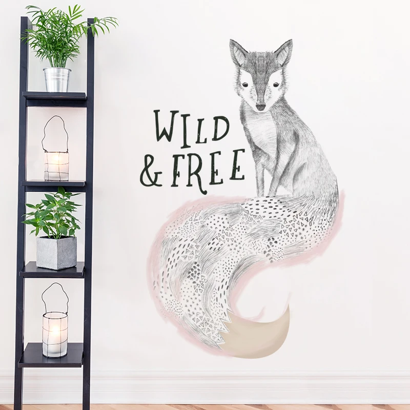 [Fundecoration] наклейки на стену с изображением лисы домашний декор для гостиной