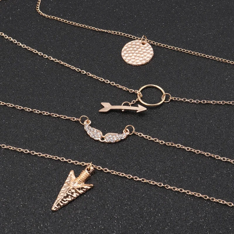 Многослойная цепочка Seblasy в стиле панк золотого цвета с большими кристаллами и