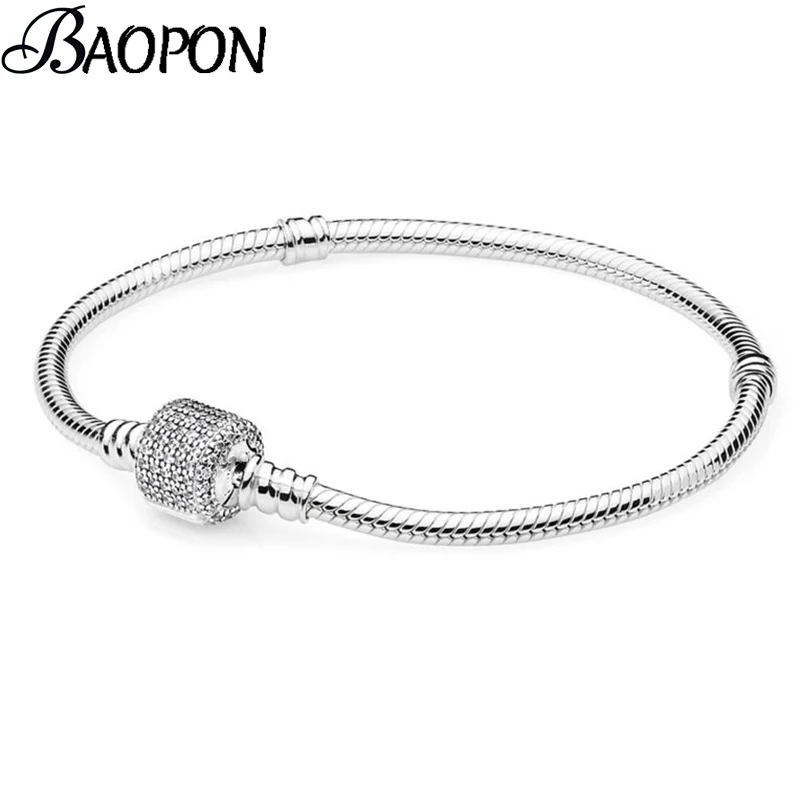 Женский браслет BAOPON с цепочкой в виде змеи серебряного цвета оригинальными