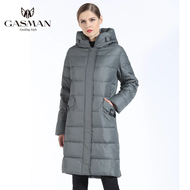 GASMAN Новая Зимняя Коллекция 2018 Женские Пуховики Длинные Зимние С Капюшоном