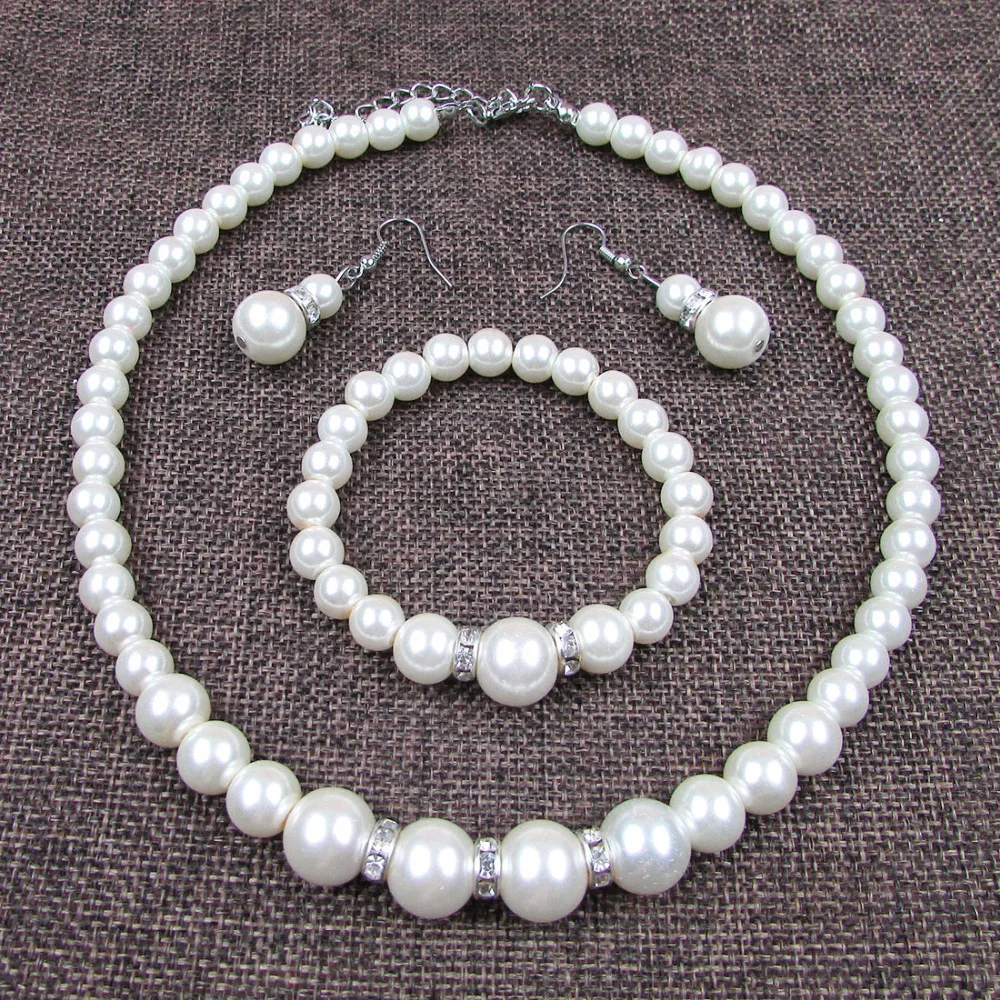 Ltumbe Luxury Crystal Simulated Pearl Jewelry Sets Bib Statement Choker Necklaces Earrings Bracelets for Women Party Bijoux | Украшения и