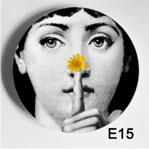 E15 Красивые тарелки fornasetti Керамическая Настенная декоративная тарелка Креативный дизайн классический элегантный Бар Отель домашний декор - Цвет: E15