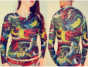Бесплатная доставка новинка 2018 модные крутые футболки с длинными рукавами тату