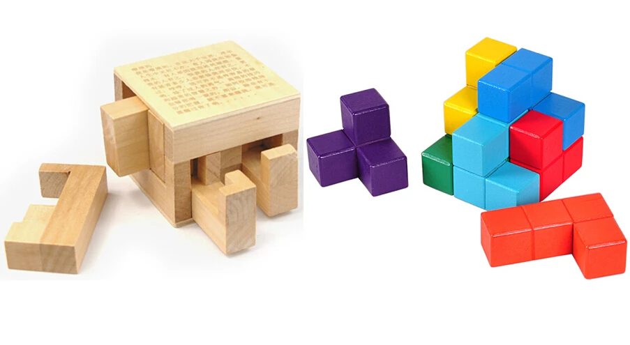 

2PCS/Set Wooden Puzzle IQ Mind Brain Teaser Game for Adults Children