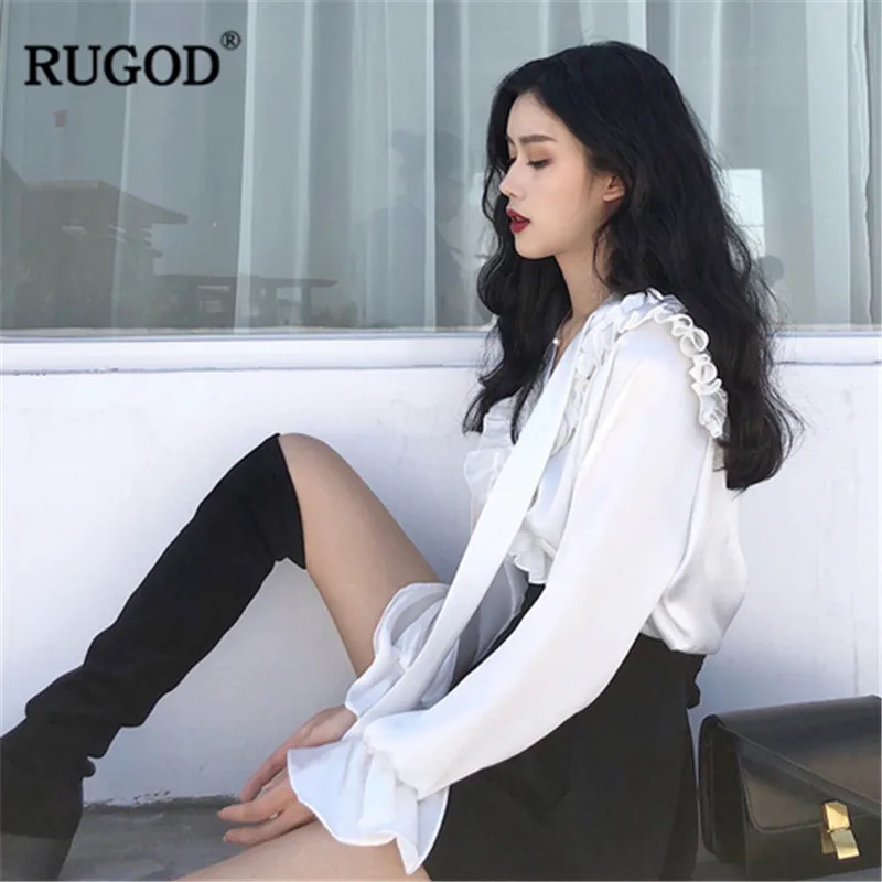 Женская блузка с бантом RUGOD винтажная шелковистая длинным рукавом| |
