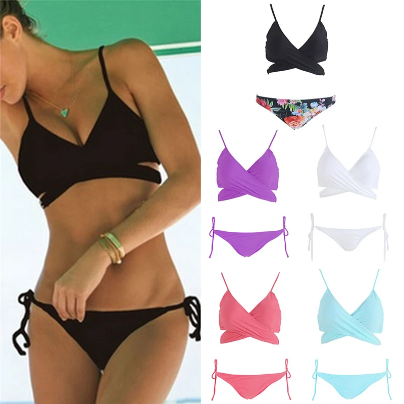 Лето бикини купальник женский сексуальный принт пляжные купальники пуш ап