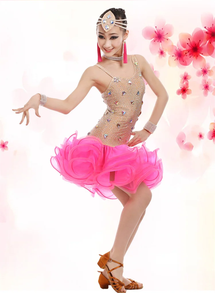 

Детское платье для латиноамериканских танцев, откровенное платье для девочек, платье для соревнований по Латиноамериканскому танцу, плать...