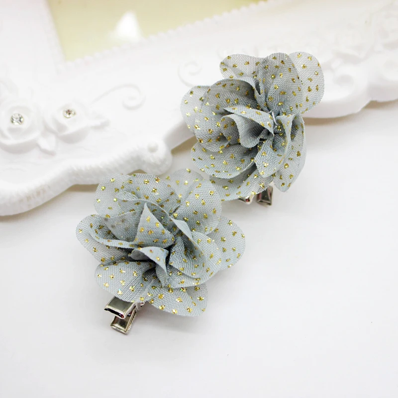 

2018 Graceful Hot Sale 6PCS/Set New Arrival Fashion Children Chiffon Glitter Flowers Hairpins Exquisite Girls Wedding Gifts