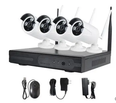 Домашняя безопасность 4-канальный CCTV NVR комплект 720P Беспроводная IP камера система