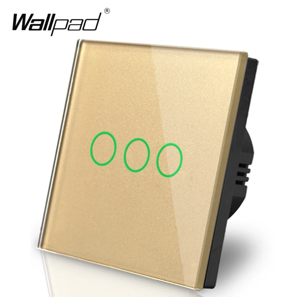 3 банды 2 Way Wallpad роскошное Золотое Сенсорное закаленное стекло позиционный