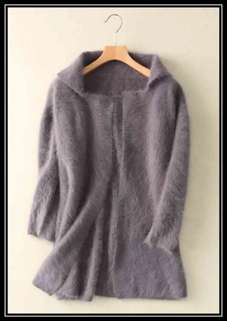 sweater women invierno winter clothes women natural mink cashmere cardigan pink cashmere spring autumn sweater wsr637 - Цвет: grey