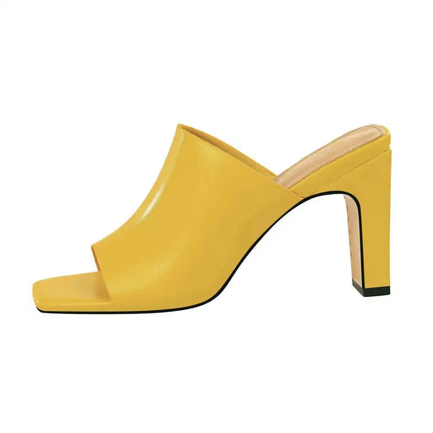 Женские шлепанцы с открытым носком BIGTREE желтые однотонные босоножки на очень