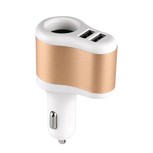 White gold Универсальное автомобильное зарядное устройство Powstro 3.1A с двумя usb-портами для iPad, iPhone, samsung, в одну сторону, прикуриватель, адаптер питания - Тип штекера: White gold