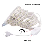 Dimmable 220В 5630SMD теплый белый светодиодный светильник с европейской вилкой светодиодный светильник 180 светодиодный sm 5M 10M 15M Открытый домашний декор струнный светильник